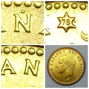 Monete con errori: ⚜️ BAP1 6. Escasa variante británica. España. 1 peseta 1975 *78. Presenta 3 variantes
